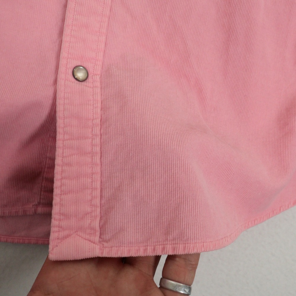 Vtg Ralph Lauren Womens Western Pearl Snap Shirt Corduroy Pink Slim Cotton Sz 10 - Picture 9 of 13